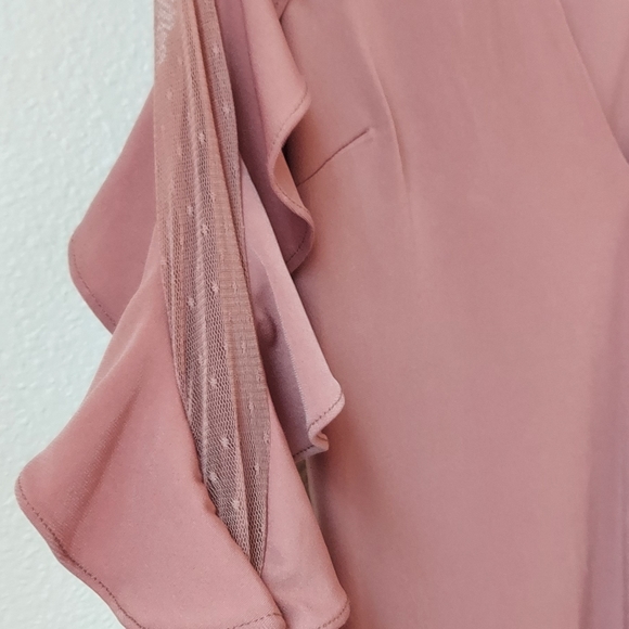 Express Peak-a-Boo Ruffle Long Sleeve Sheath Dress Size Medium - Picture 8 of 11